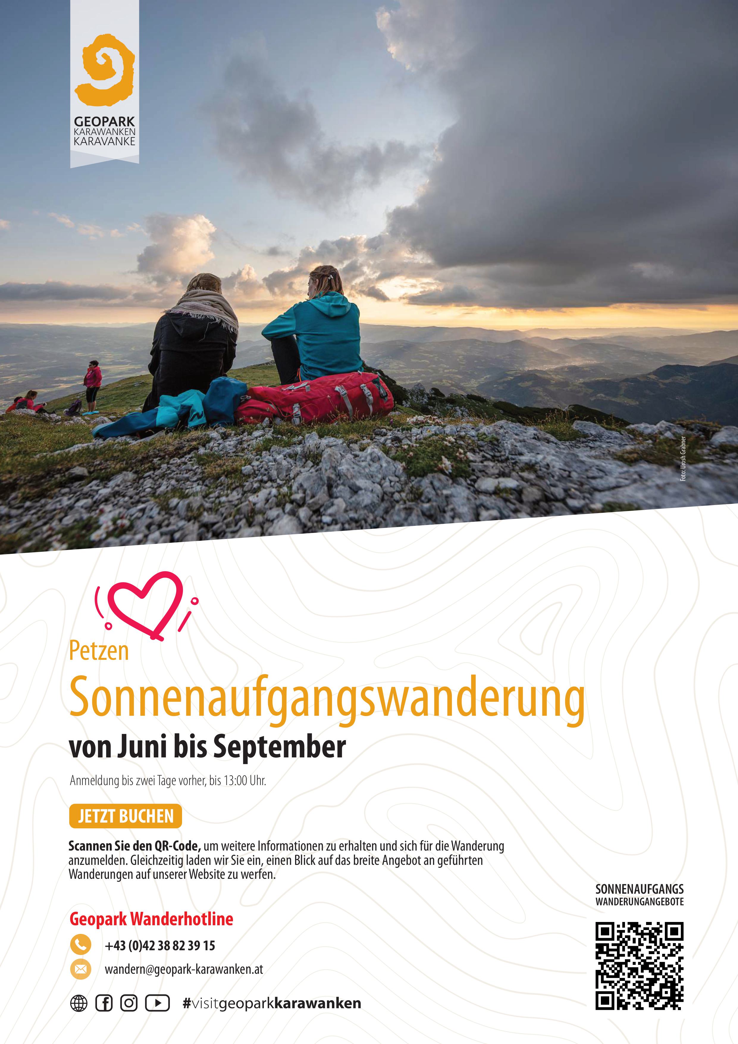 A4 sunrise hike Petzen add Geopark Karawanken 2026 DE